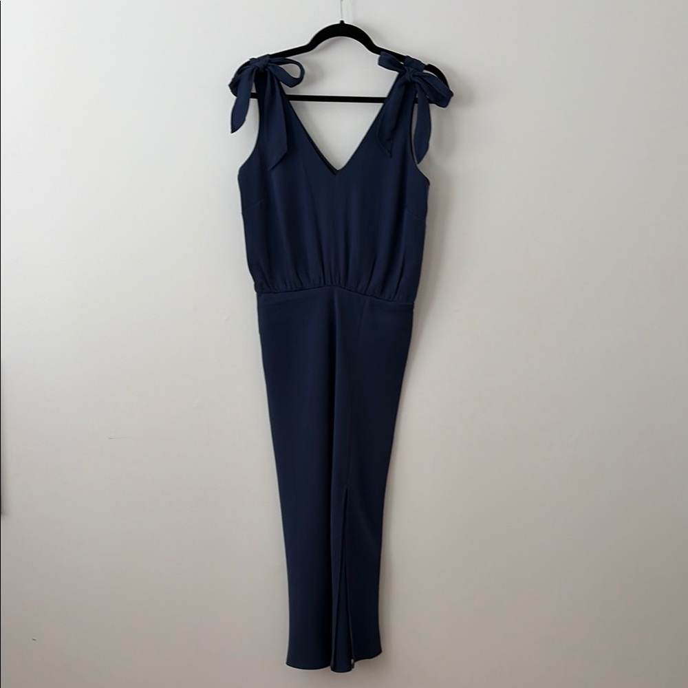Evereve Navy Tie-Shoulder V-Neck Jumpsuit